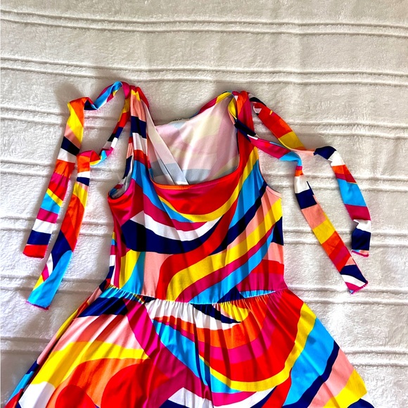 NWOT Haptics By Holly Harper Sleeveless w/ Bows Red Yellow Women’s Dress Sz S-M - Picture 11 of 14